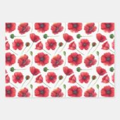 赤エレガントいカラフルケシ色の花 ラッピングペーパーシート (正面)