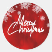 赤エレガントいクリスマスの雪のフレーク丸シール ラウンドシール (正面)