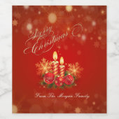 赤エレガントいクリスマスキャンドル、ボール、雪片 ワインラベル (シングルラベル)