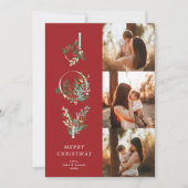 赤エレガントいクリスマス植物学JOY 3写真 シーズンカード (正面)