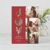 赤エレガントいクリスマス植物学JOY 3写真 シーズンカード (スタンド正面)