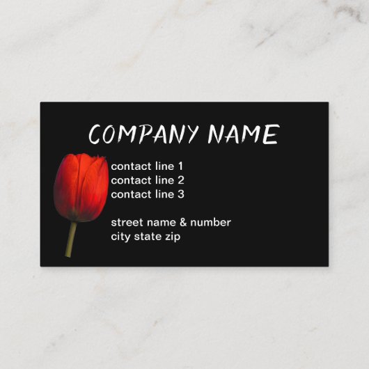 赤エレガントいチューリップの写真アはっきりしたート 名刺 (裏面)