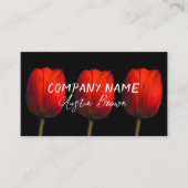 赤エレガントいチューリップの写真アはっきりしたート 名刺 (正面)