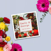 赤エレガントいバラが花を咲かせ結婚る スタンダードカクテルナプキン