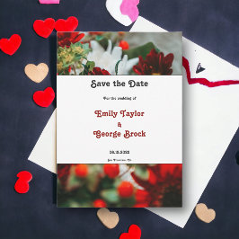 赤エレガントいバラが花を咲かせ結婚る セーブザデート