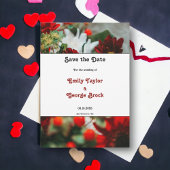 赤エレガントいバラが花を咲かせ結婚る セーブザデート