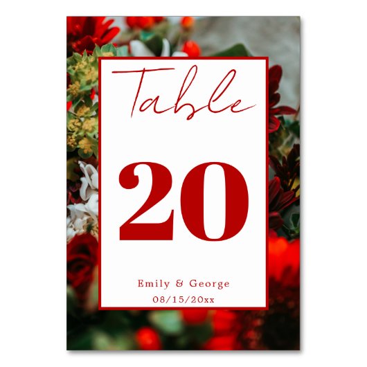 赤エレガントいバラが花を咲かせ結婚る テーブルナンバー (裏面)