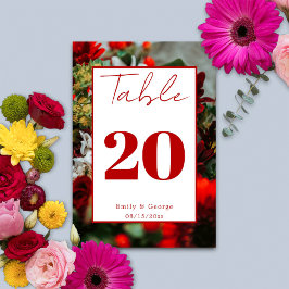 赤エレガントいバラが花を咲かせ結婚る テーブルナンバー