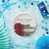 赤エレガントいバラのロマン結婚ティック ペーパープレート (パーティー)