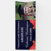 赤エレガントいバラの写真「信じられた」のサイン 横断幕 (縦)