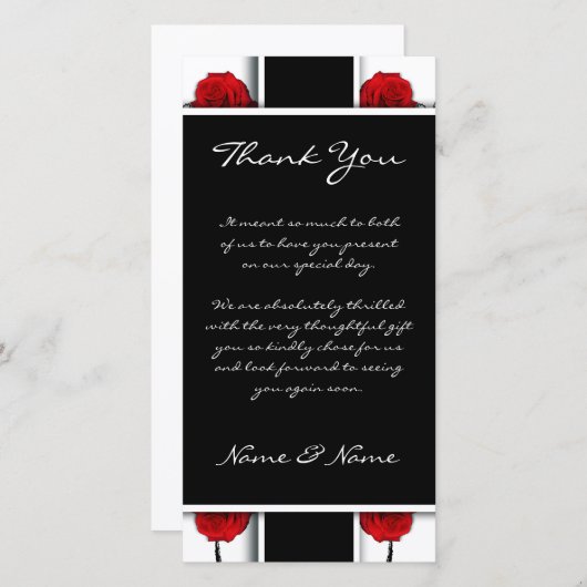赤エレガントいバラ結婚スのサンキューカード サンキューカード (正面/裏面)