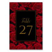 赤エレガントいバラ結婚- テーブルナンバー (裏面)