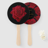 赤エレガントいバラ結婚- ハンドファン (正面&裏面)