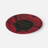 赤エレガントいバラ結婚- ペーパープレート (アングル)