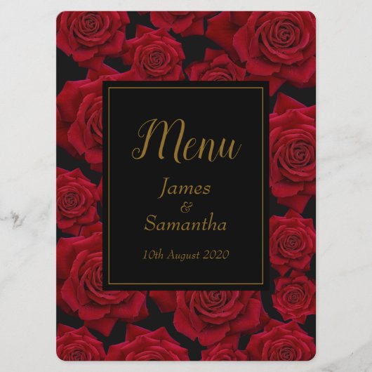 赤エレガントいバラ結婚- メニュー (正面)