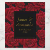 赤エレガントいバラ結婚- ワインラベル (シングルラベル)