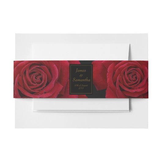 赤エレガントいバラ結婚- 招待状ベリーバンド (正面例)