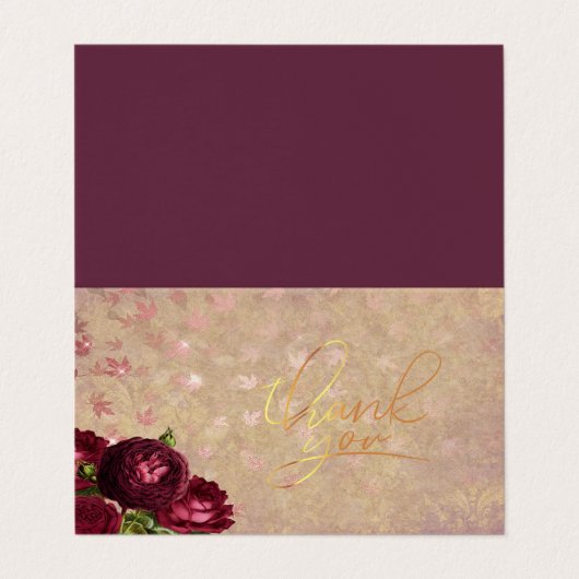 赤エレガントいバラ落ちる葉フローラありがとう 名刺 (外部フラット)