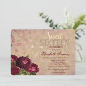 赤エレガントいバラ落ち葉るSweet 16 招待状 (スタンド正面)