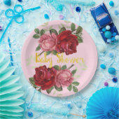 赤エレガントいバラ、赤いシャワー、紙プレート7" ペーパープレート (パーティー)