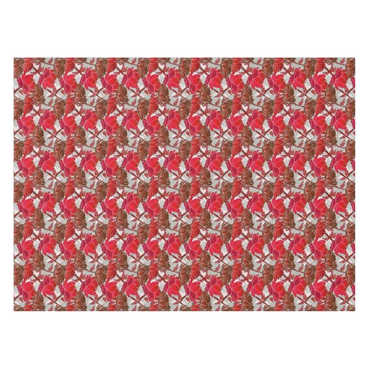 赤エレガントいフェミニン花 テーブルクロス (正面(横))