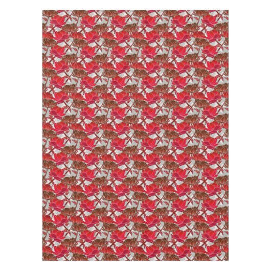 赤エレガントいフェミニン花 テーブルクロス (正面)