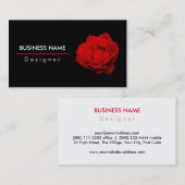 赤エレガントい独身のバラの花黒い赤い白 名刺 (正面/裏面)