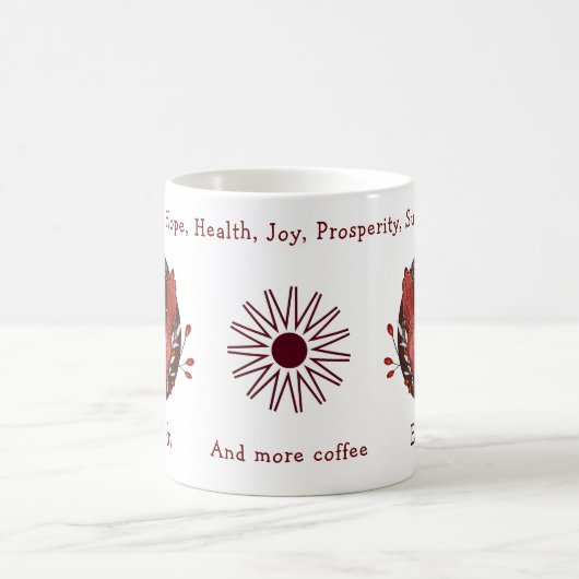 赤エレガントい鳥及び植物。ユニークとおもしろい コーヒーマグカップ (中央)