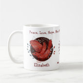 赤エレガントい鳥及び植物。ユニークとおもしろい コーヒーマグカップ (左)