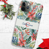 赤エレガントかわいらしポインセチアモノグラムの花 Case-Mate iPhoneケース