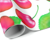 赤エレガントさくらんぼと緑の葉パターン | ラッピングペーパー (ロールコーナー)