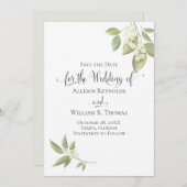 赤エレガントちゃんの息の緑の植物フローラ セーブザデート (正面/裏面)