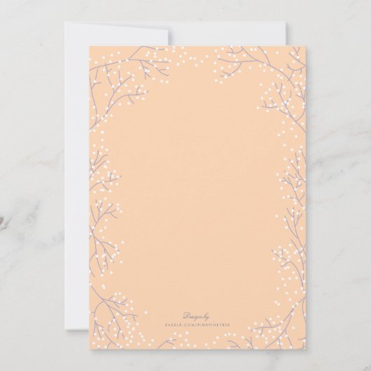 赤エレガントちゃんの息薄紫ペリウィンクル結婚 招待状 (裏面)