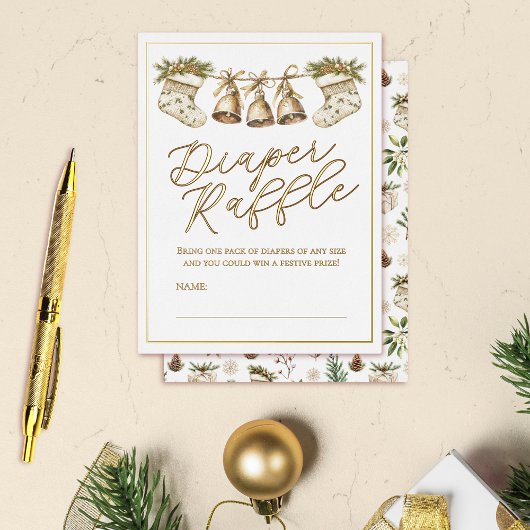 赤エレガントちゃんシャワーおむつラッフル4.25 x 5.6インチカード 箔シーズンポストカード