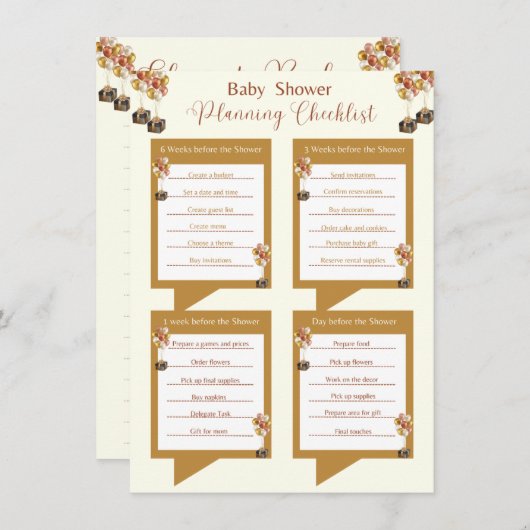 赤エレガントちゃんシャワーの性別確認チェックリスト 招待状 (正面/裏面)