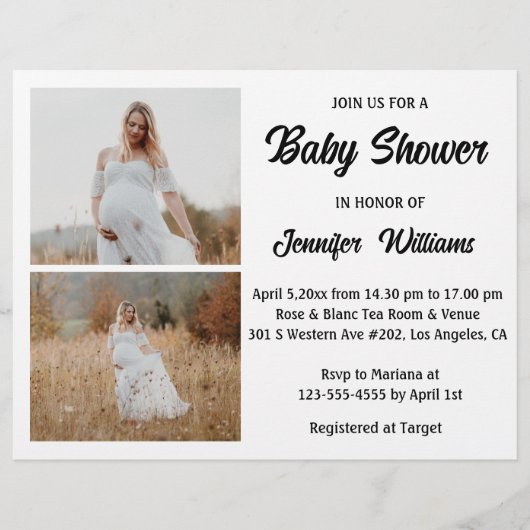 赤エレガントちゃんシャワーの招待状2枚 チラシ