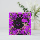 赤エレガントちゃんシャワーガールパープルピンクローズフラワー 招待状 (スタンド正面)