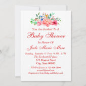 赤エレガントちゃんシャワーピンクのバラの花 招待状 (裏面)