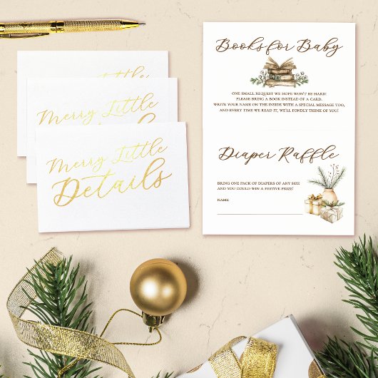 赤エレガントちゃんシャワーブック及びおむつラッフル金ゴールド 箔カード