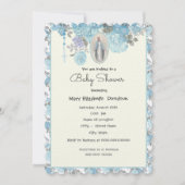 赤エレガントちゃんシャワーブルーフローラ宗教 招待状 (正面)