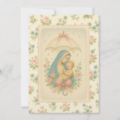 赤エレガントちゃんシャワーブルーフローラ宗教 招待状 (正面)