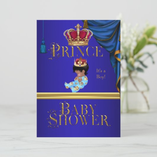 赤エレガントちゃんシャワーボーイブルーリトルプリンスクラウン3 招待状 (スタンド正面)
