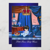 赤エレガントちゃんシャワーボーイブルーリトルプリンスクラウン 招待状 (正面/裏面)