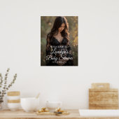 赤エレガントちゃんシャワー写真歓迎サイン ポスター (キッチン)