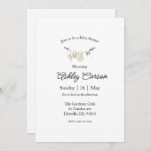 赤エレガントちゃんシャワー告知カード 招待状 (正面/裏面)