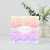 赤エレガントちゃんシャワー招待状レインボーマーメイド新規 招待状 (スタンド正面)