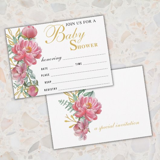 赤エレガントちゃんシャワー招待状 招待状