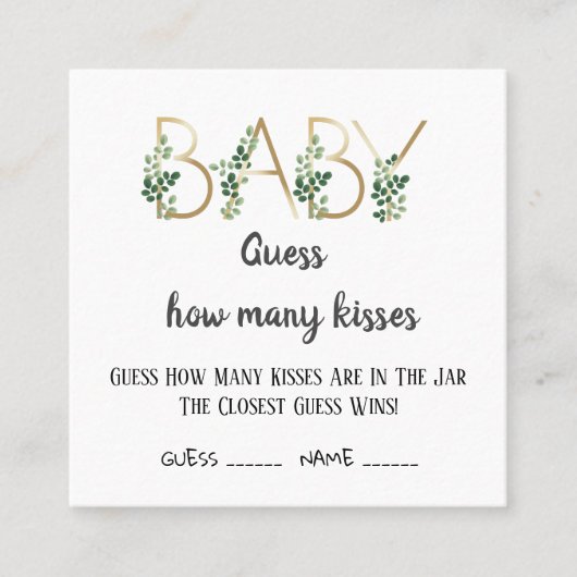 赤エレガントちゃんシャワー数を推測キスカード スクエア名刺 (正面)