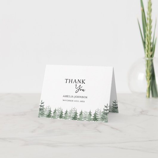 赤エレガントちゃんシャワー水の色パインツリーありがとう カード (正面)