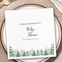 赤エレガントちゃんシャワー水色松の木の冬 スタンダードカクテルナプキン